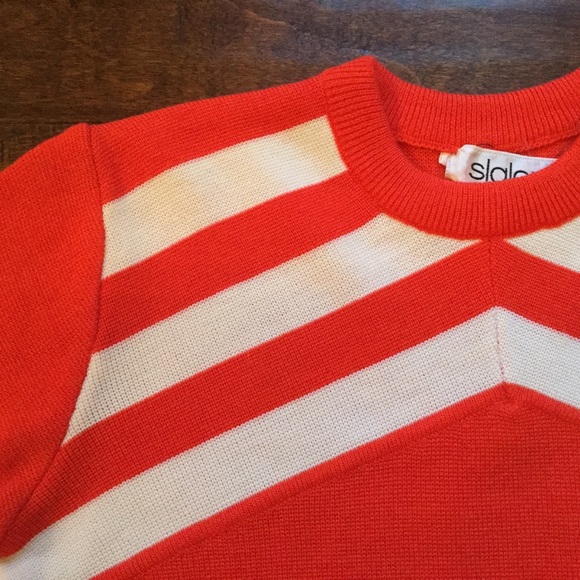 Vintage 70s 80s Slalom Orange Wool Ski Sweater - Picture 5 of 8